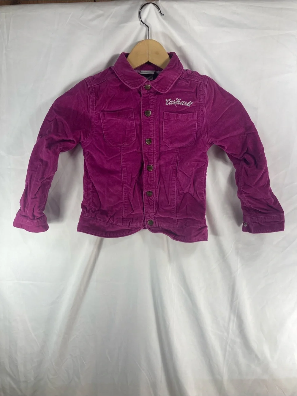 Carhartt Girls' Magenta Corduroy Jacket read description